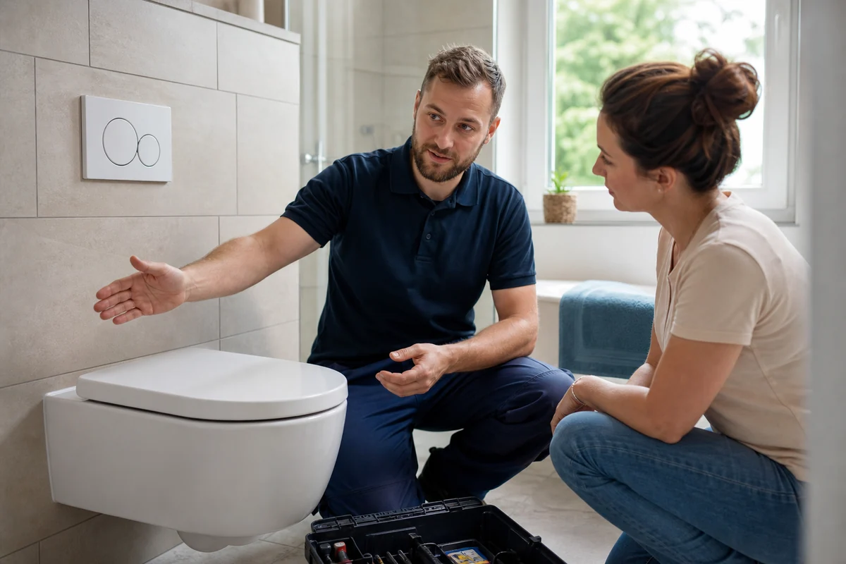 Fachkraft für Sanitärservice bei der Arbeit